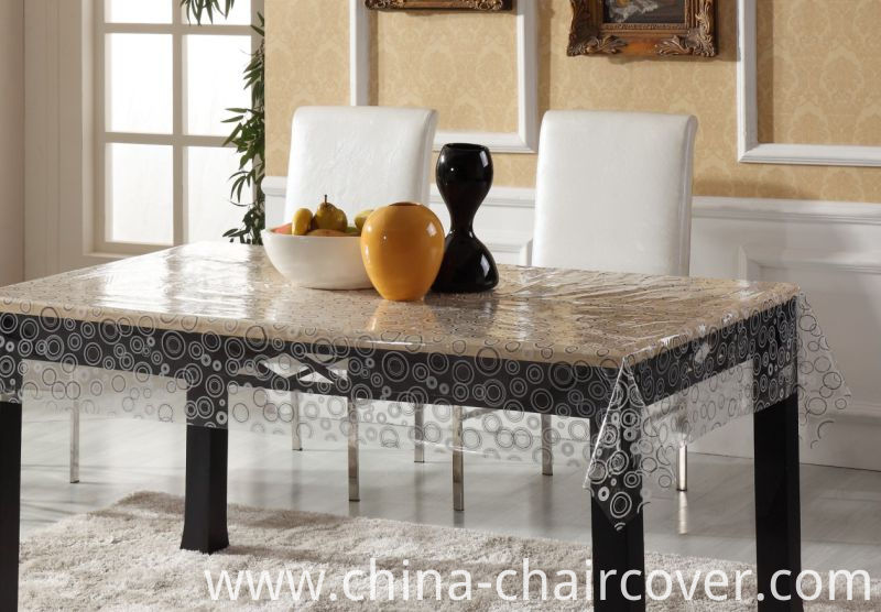 PVC Printed Pattern Vinyl Tablecloth Plastic Transparent